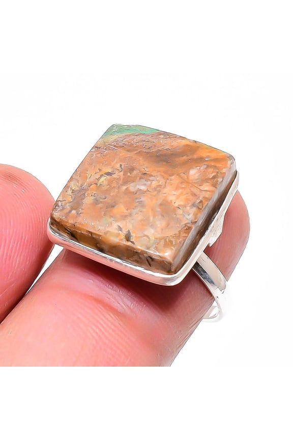 Natural Azurite Gemstone 925 Sterling Silver Jewelry Ring Size Adjustable