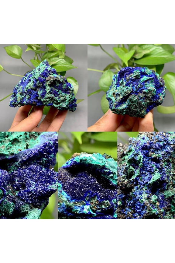 Natural Azurite Malachite Geode Crystal Mineral Specimen Reiki Stone 2024 HOT