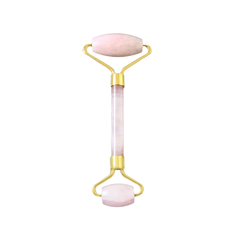Natural Baby Pink Rose Stone Face Roller & Facial Massager for Under-Eye Care – Soothes & Refreshes Skin
