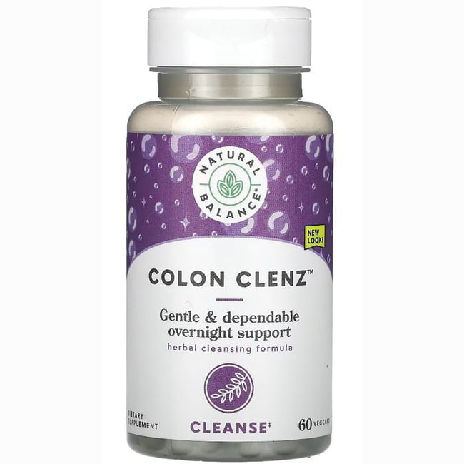 Natural Balance Colon Clenz, Herbal Colon Cleanse & Detox Supplement, Gentle & Dependable Overnight Formula 60ct (60 CT)