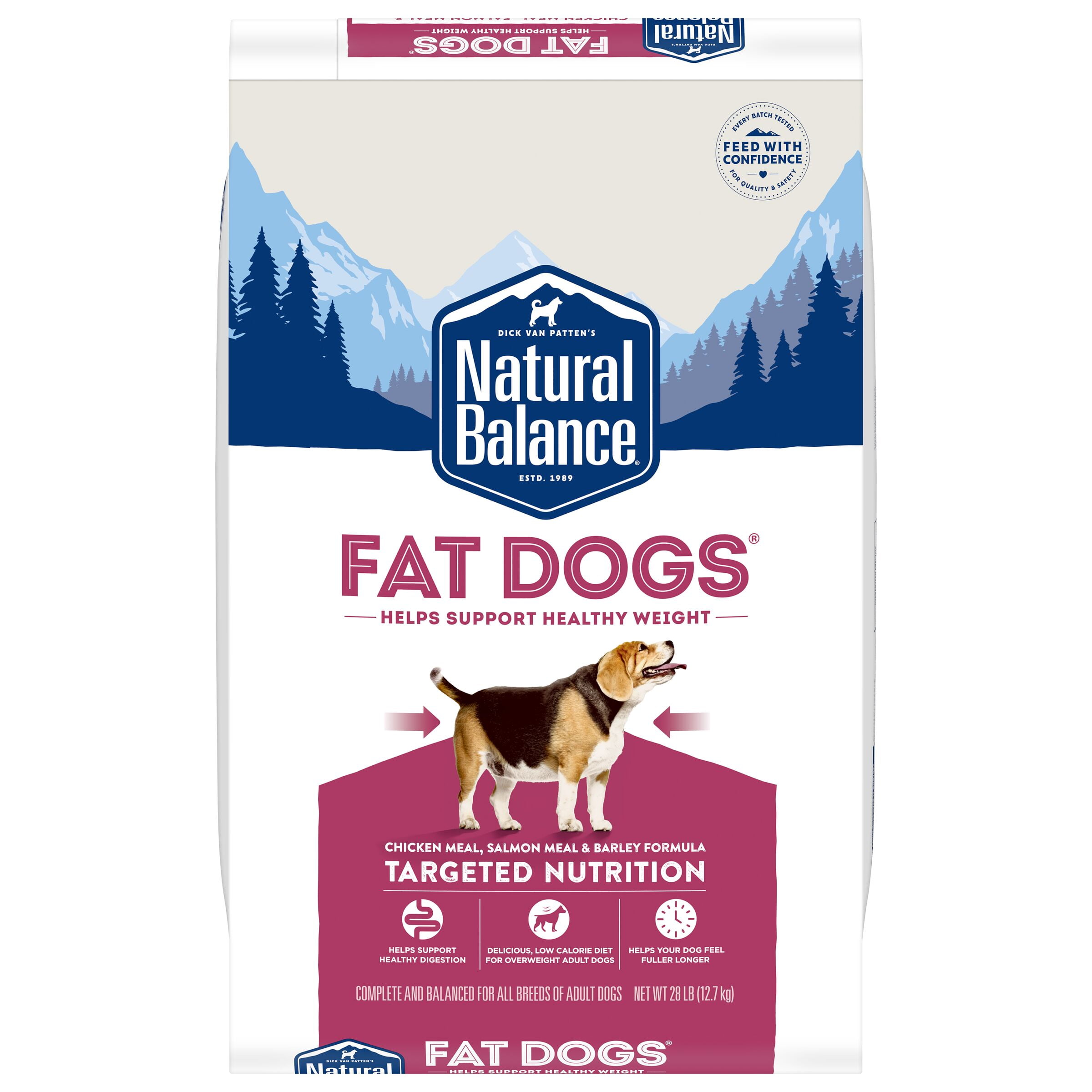 Natural Balance Fat Dogs Chicken Meal, Salmon Meal, Garbanzo Beans, Peas & Oatmeal Dry Dog Food, 28 Pounds