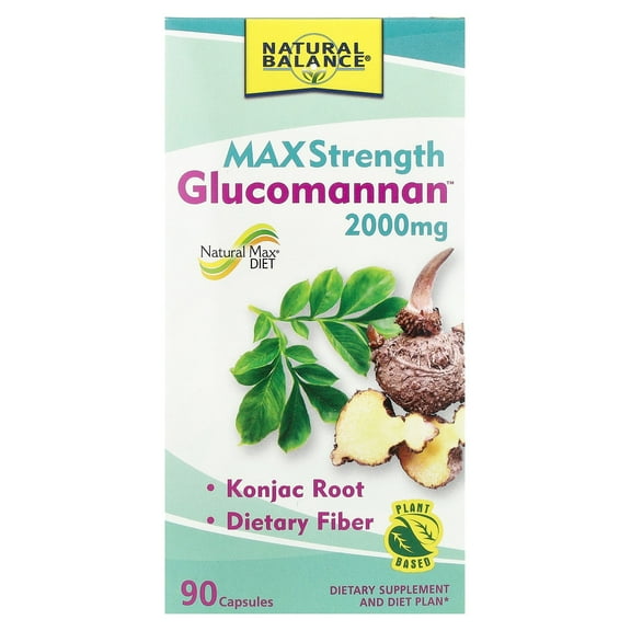 Natural Balance Glucomannan, Maximum Strength, 2,000 mg, 90 Capsules (666 mg per Capsule)