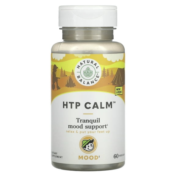 Natural Balance HTP Calm | Herbal Supplement Helps Support Mood, Relaxation  Stress | Vitamin B-6, Kava Kava  St. Johns Wort | 60 Caps