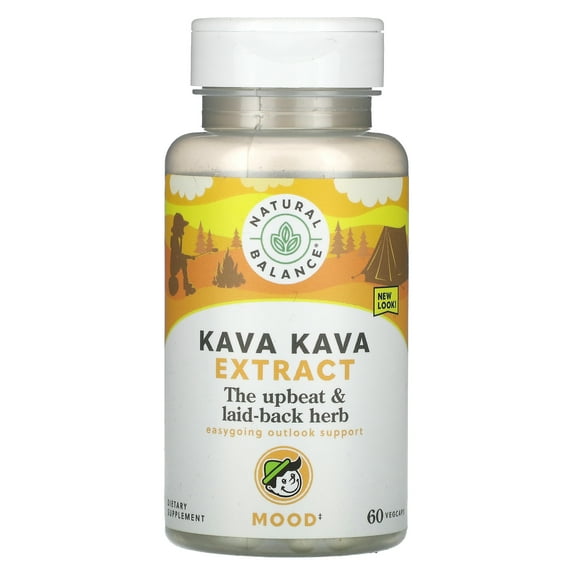 Natural Balance Happy Camper Kava Kava Root Extract | 70mg Kavalactones | Calm & Relaxation Supplement for Mood & Stress Support | 60 VegCaps
