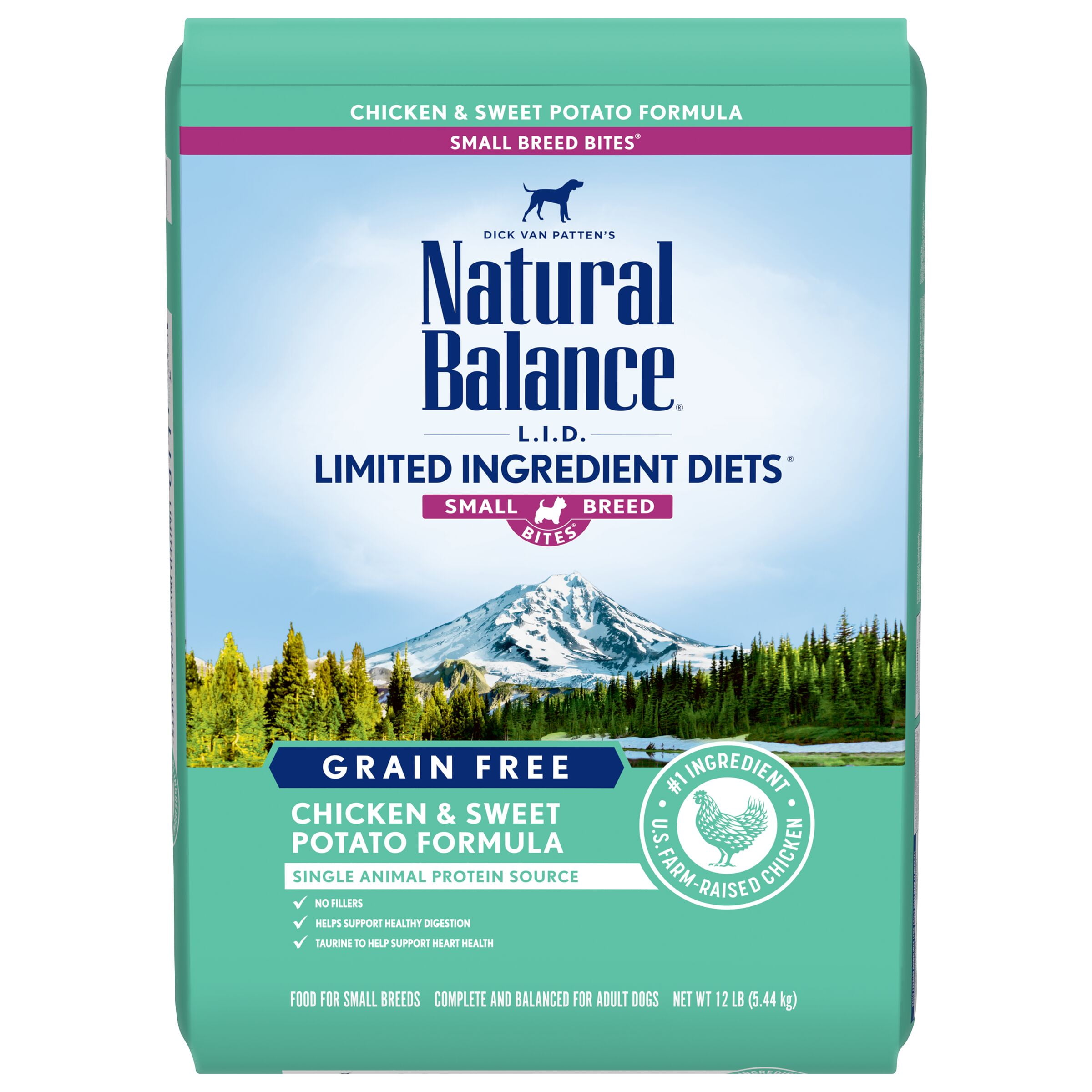 Natural Balance L.I.D. Limited Ingredient Diets Chicken & Sweet Potato Formula Small Breed Bites Dry Dog Food, 12 Pounds