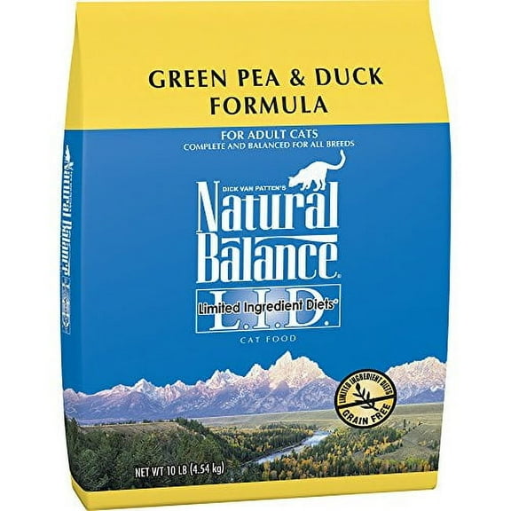 Natural Balance L.I.D. Limited Ingredient Diets Dry Cat Food, Grain Free, Green Pea & Duck Formula, 10-Pound