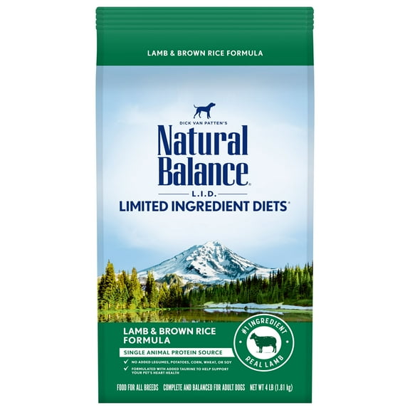 Natural Balance L.I.D. Limited Ingredient Diets Dry Dog Food, 4 Pounds, Lamb & Brown Rice Formula