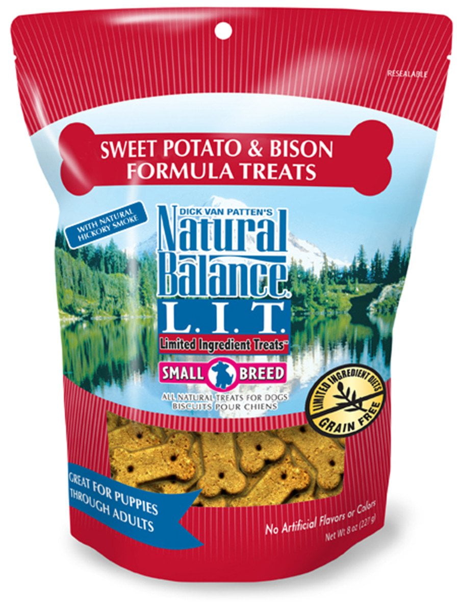 Natural Balance L.I.T. Limited Ingredient Treats Sweet Potato & Bison Formula Small Breed Dry Dog Treats, 8-Ounce Bag