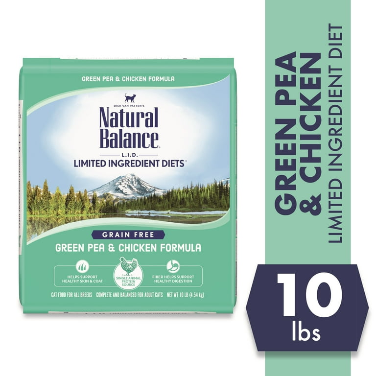 Natural Balance Limited Ingredient Diets Green Pea Chicken Formula Dry Cat Food 10 Pounds Grain Free