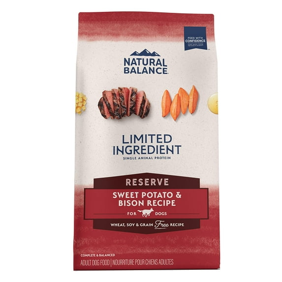 Natural Balance Limited Ingredient Adult Grain-Free Dry Dog Food, Reserve Sweet Potato & Bison Recipe, 12 Pound Pack of 1