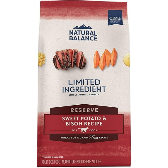 Natural Balance Limited Ingredient Adult Grain-Free Dry Dog Food, Reserve Sweet Potato & Bison Recipe, 22 Pound Pack of 1