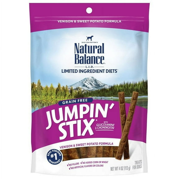 Natural Balance Pet Foods L.I.D Grain Free Jumpin' Stix Dog Treats Standard, Venison, 4 oz