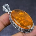thumbnail image 1 of Natural Baltic Amber Gemstone 925 Steling Silver Jewelry Pendant 2.17", 1 of 2