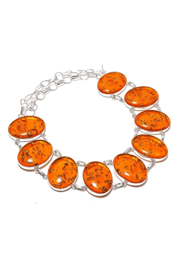Natural Baltic Amber Gemstone 925 Sterling Silver Jewelry Necklace 18"