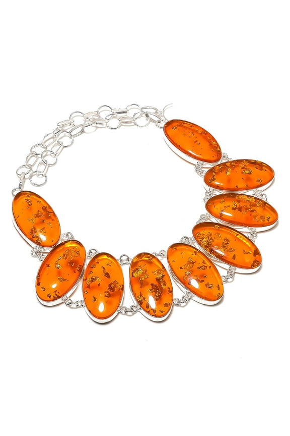 Natural Baltic Amber Gemstone 925 Sterling Silver Jewelry Necklace 18"