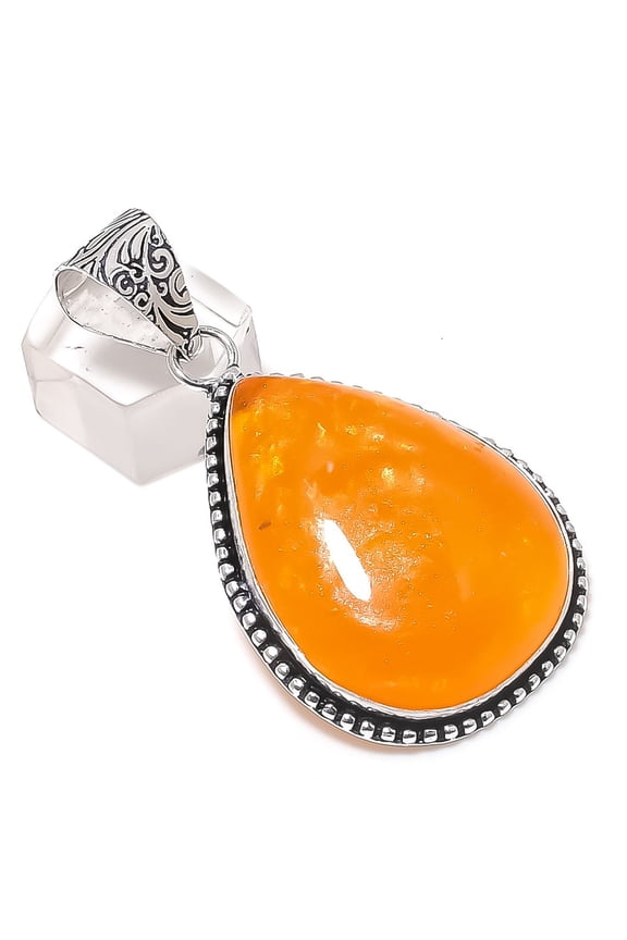 Natural Baltic Amber Gemstone 925 Sterling Silver Jewelry Ring Size 6.2