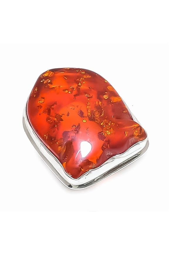 Natural Baltic Amber Gemstone 925 Sterling Silver Jewelry Ring Size 7.5