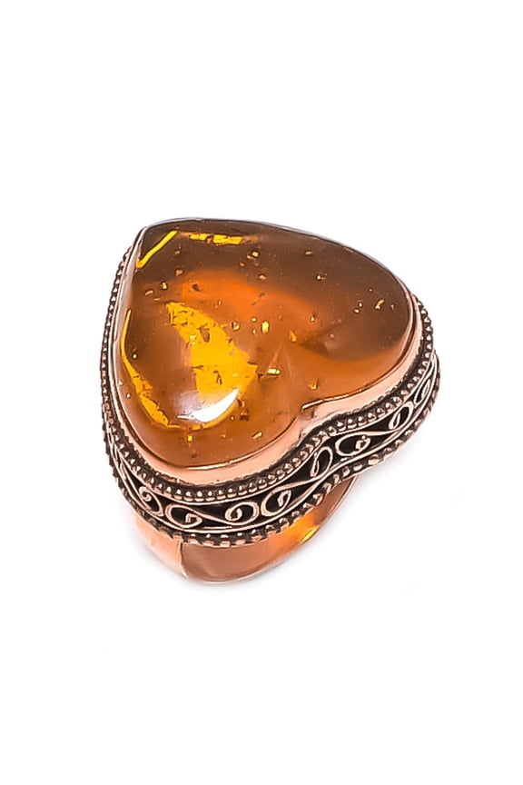 Natural Baltic Amber Gemstone 925 Sterling Silver Jewelry Ring Size 8.5