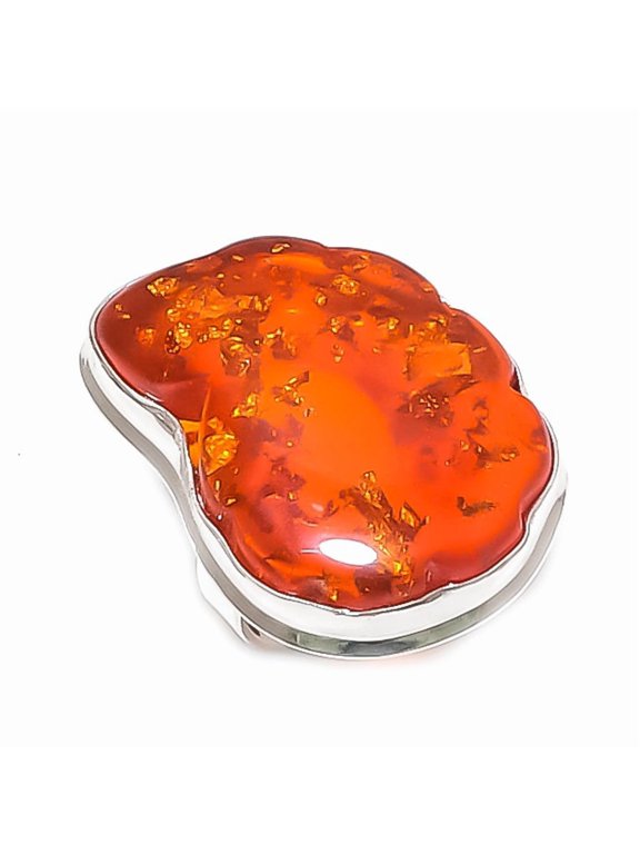 Natural Baltic Amber Gemstone 925 Sterling Silver Jewelry Ring Size 9