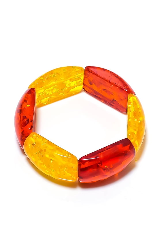 Natural Baltic Amber Gemstone Handmade 925 Sterling Silver Bracelet 7-8"