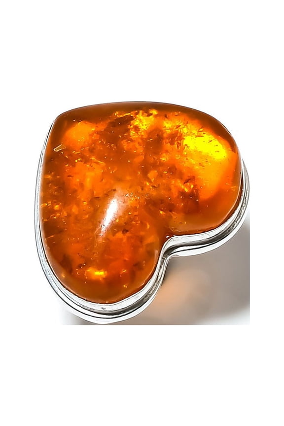 Natural Baltic Amber Gemstone Handmade 925 Sterling Silver Ring Size 8