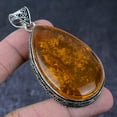 thumbnail image 1 of Natural Baltic Amber Gemstone Handmade 925 Sterling Silver Pendant 2.84", 1 of 2