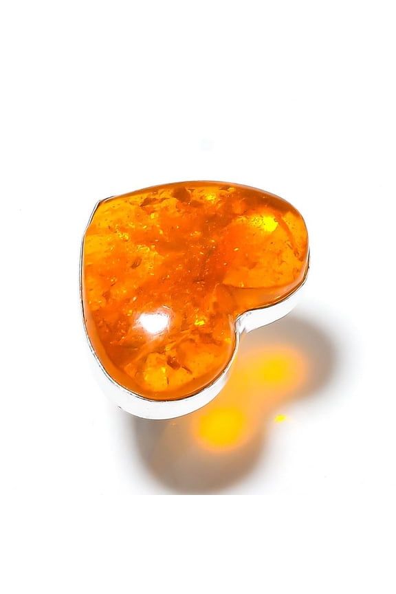 Natural Baltic Amber Gemstone Handmade 925 Sterling Silver Ring Size 8