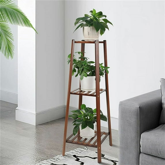 Natural Bamboo 3 Tier Plant Stand Flower Rack Shelf Corner Bonsai Holder for Home Garden