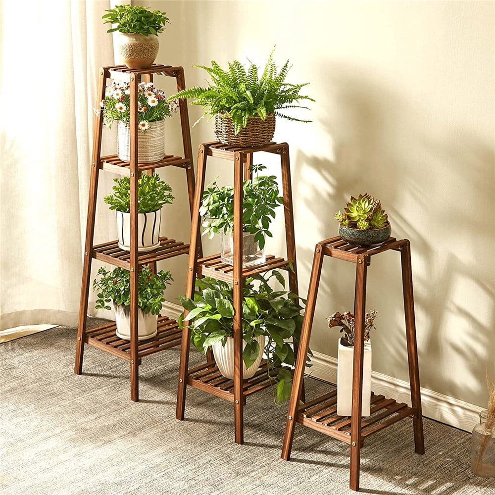 Natural Bamboo 4 Tier Plant Stand Flower Rack Shelf Corner Bonsai Holder for Home Garden Walmart