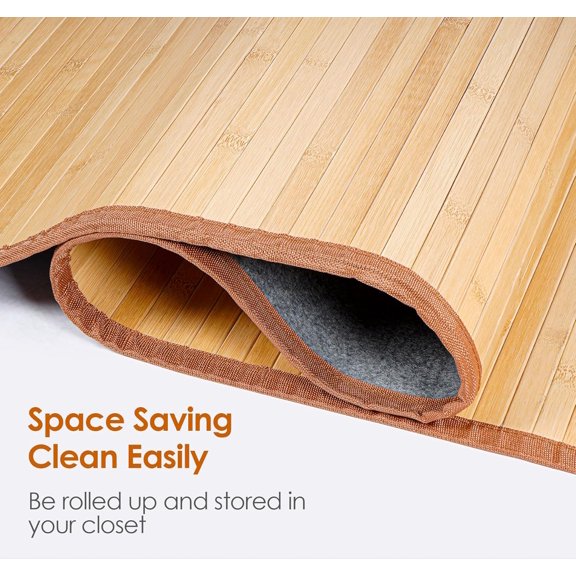 Natural Bamboo Area Rug 28x79 Inches Large Bathroom Mat Kitchen Floor Runner Easy Cleaning Matting Carpet for Bedroom Living Room$$