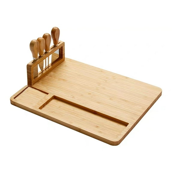 Natural Bamboo Cutting Boards Kitchen Utensils 36*29*2cm Four-piece Set Durable Bamboo+Stainless Steel Knife Tools