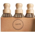 thumbnail image 1 of Natural Bamboo Dish Brush Set, 3 Pack Kitchen Palm Pot Scrub Brushes with Union Fiber, Eco Friendly Scrubber for Cleaning Pots, Pans, Sinks, Woks, Vegetables, 1 of 6