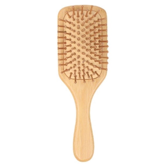 Natural Bamboo Hair Brush with Wooden Bristles, Anti-Static Paddle Detangling Hairbrush, Scalp Massage Comb for Smooth & Healthy Hair