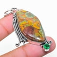 thumbnail image 1 of Natural Bamboo Jasper, Diopside Gemstone 925 Sterling Silver Pendant 2.48", 1 of 1