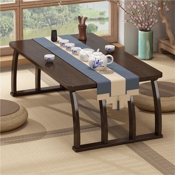 Natural Bamboo Low Coffee Table, Simple Floor Standing Table, Wooden Low Coffee Table, Portable Low Table for Sitting on The Floor, Multi-functional Tea Table for Bay Window, 31.5 x 15.7 Inches