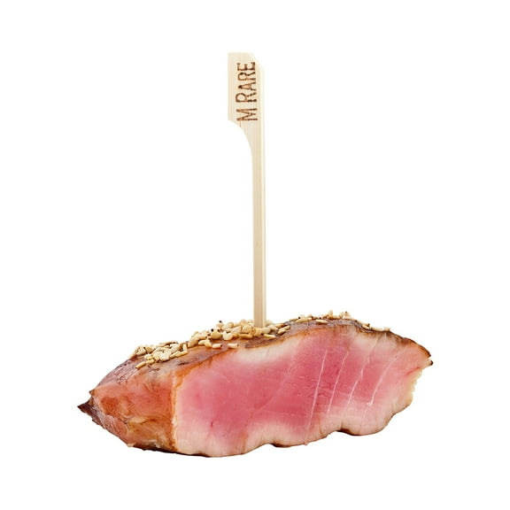 Natural Bamboo Paddle Skewer - Medium Rare Label - 4" - 1000 count box