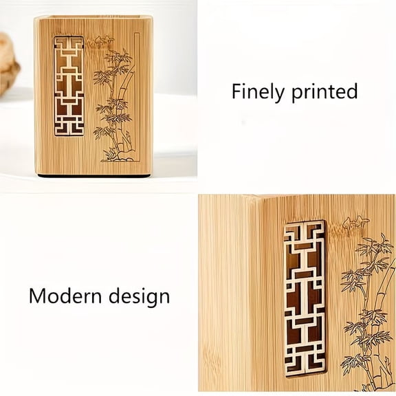Natural Bamboo Pen Stand Eco-Friendly Wood Desk Organizer for Pens Pencils Markers Compact Office & Home Accessory Compatible with Standard Writing Tools