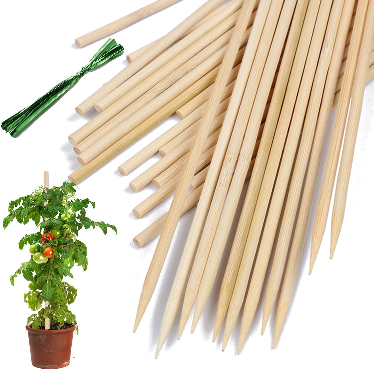 Natural Bamboo Plant Stakes 18 Inch Wooden Plant Supports For Potted 