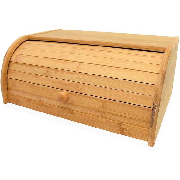 Natural Bamboo Roll Top Bread Box Kitchen Food Storage