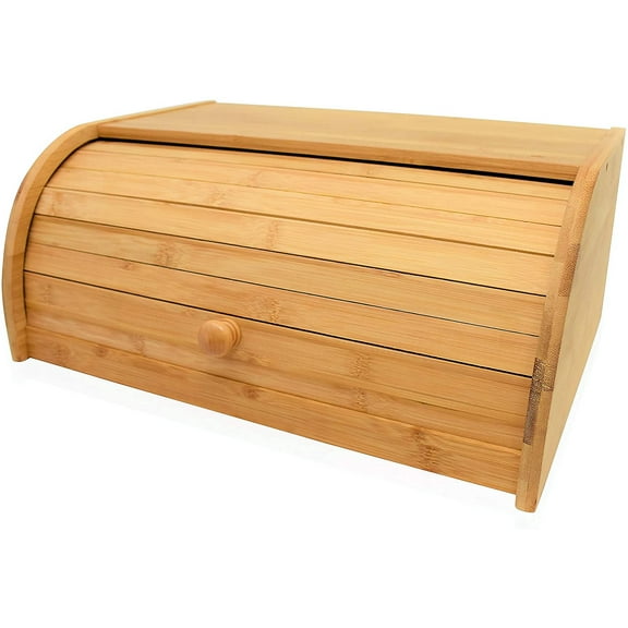 Natural Bamboo Roll Top Bread Box Kitchen Food Storage
