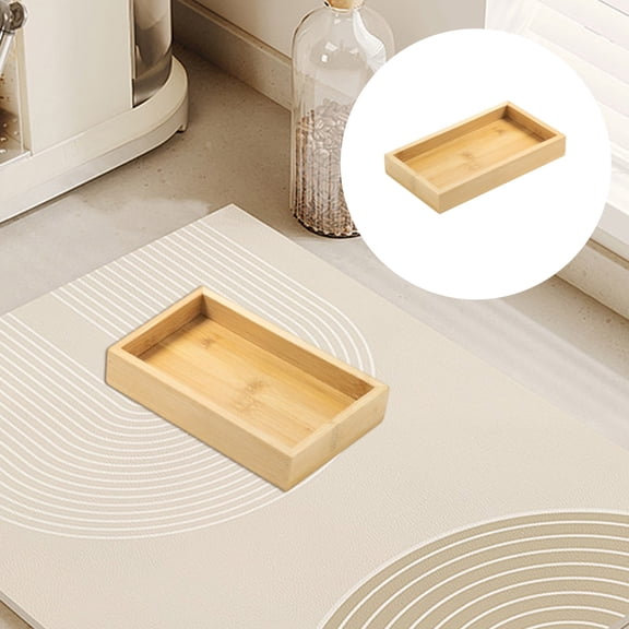 Natural Bamboo Serving Tray Modern Rectangular (Bamboo, 20*11) for Food, Drinks, Decor, Vanity in Home, Kitchen, Bathroom, Coffee Table, Bed