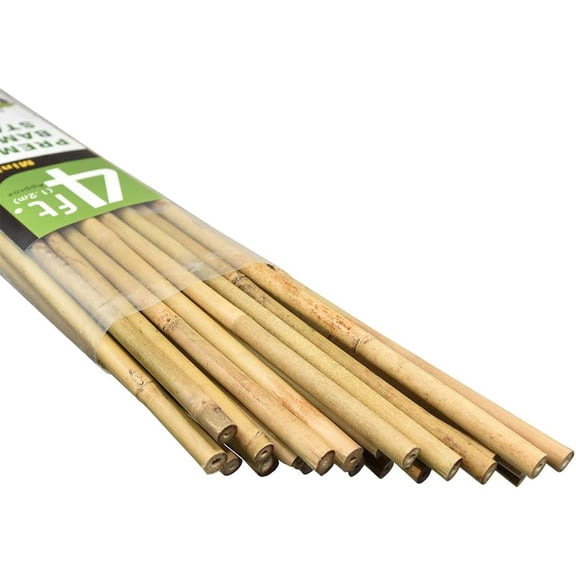 Natural Bamboo Stakes 4 Feet, Eco-Friendly Garden Stakes, Plant Stakes Supports Climbing for Tomatoes, Trees, Beans, 25 Pack