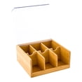 thumbnail image 1 of Natural Bamboo Tea Organizer - 6 Compartments, with Plastic Cover - 8 1/2" x 8" x 3 1/2" - 1 count box, 1 of 3