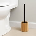 thumbnail image 1 of Natural Bamboo Toilet Brush and Holder Set - Durable Wooden Bathroom Ensemble, Stylish Accessory with Black Handle & Dense Bristles - Perfect Toilet Cleaning Brush for Everyday Use, 1 of 8