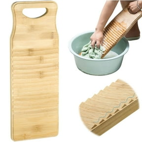 Natural Bamboo Washboard for Laundry, Bamboo Hand Washing Board, Thickened Anti-slip Scrubbing Washboard for Small Washing Jobs, Hanging Design Washboard Practical Household Tool