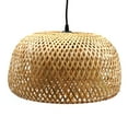 thumbnail image 1 of Natural Bamboo Wicker Pendant Lights, Hand-Woven, Hollow Lampshade, E27 Screw Cap, High-Temperature Resistant, Warm Soft Light for Living Room or Dining Room, 1 of 6