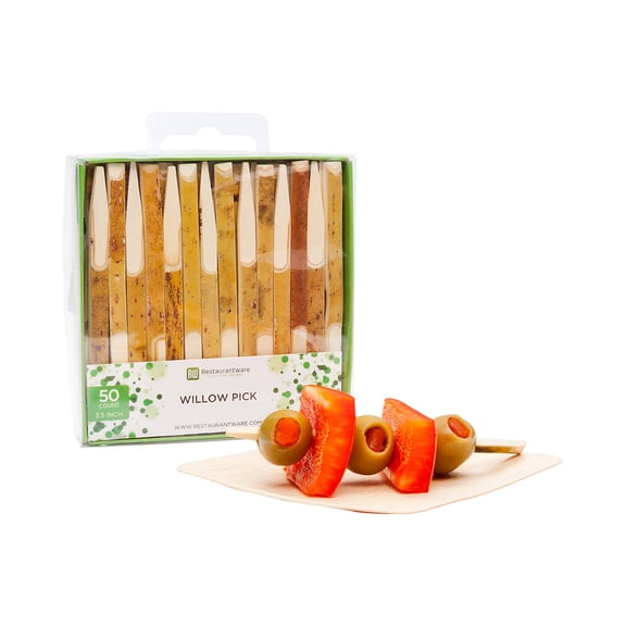Natural Bamboo Willow Pick - Retail Pack - 3 1/2" - 500 count box
