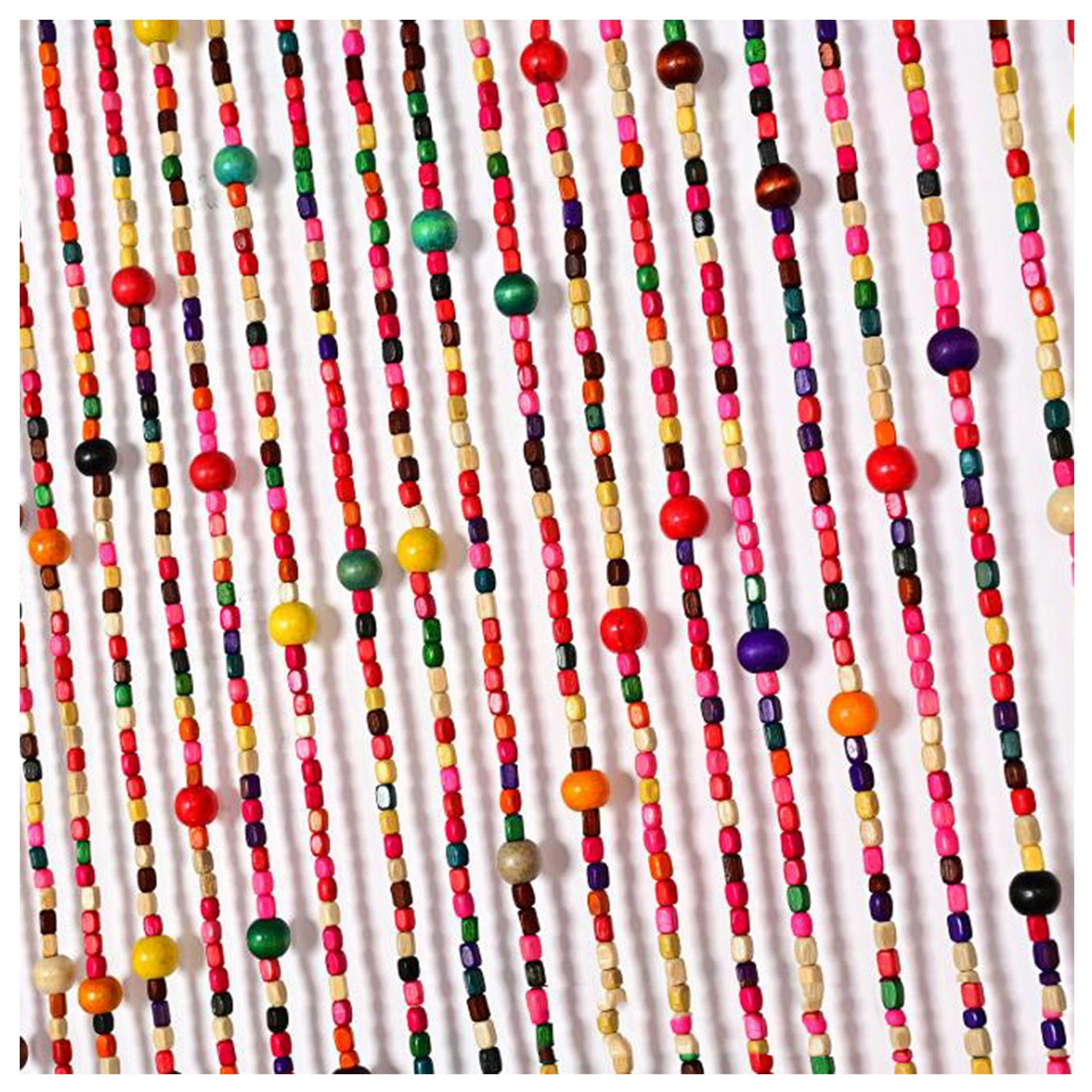 Natural Bamboo Wood Beaded Curtain,Boho Natural Room Divider Door Curtain,Handmade Hanging Decor String Bead Screen Panel for Bedroom Kitchen Hallway