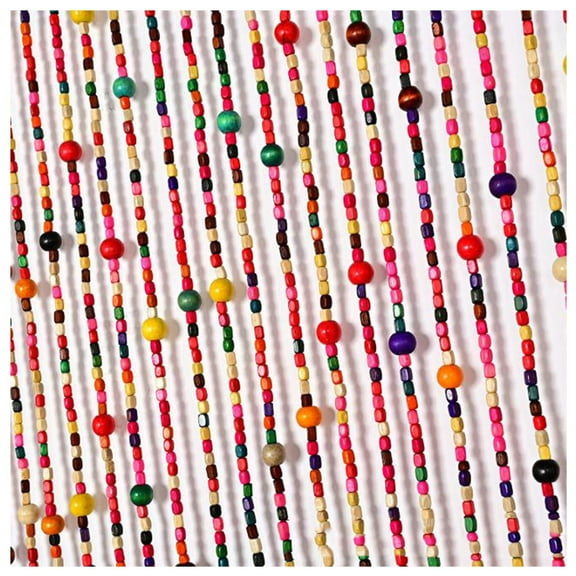 Natural Bamboo Wood Beaded Curtain,Boho Natural Room Divider Door Curtain,Handmade Hanging Decor String Bead Screen Panel for Bedroom Kitchen Hallway