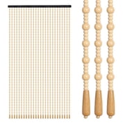 Natural Bamboo Wood Beaded Curtain,Retro Beaded Door Curtain Blinds Door Curtain, 31 Lines Hanging Decor String Bead Screen Panel for Bedroom Living Room Bathroom